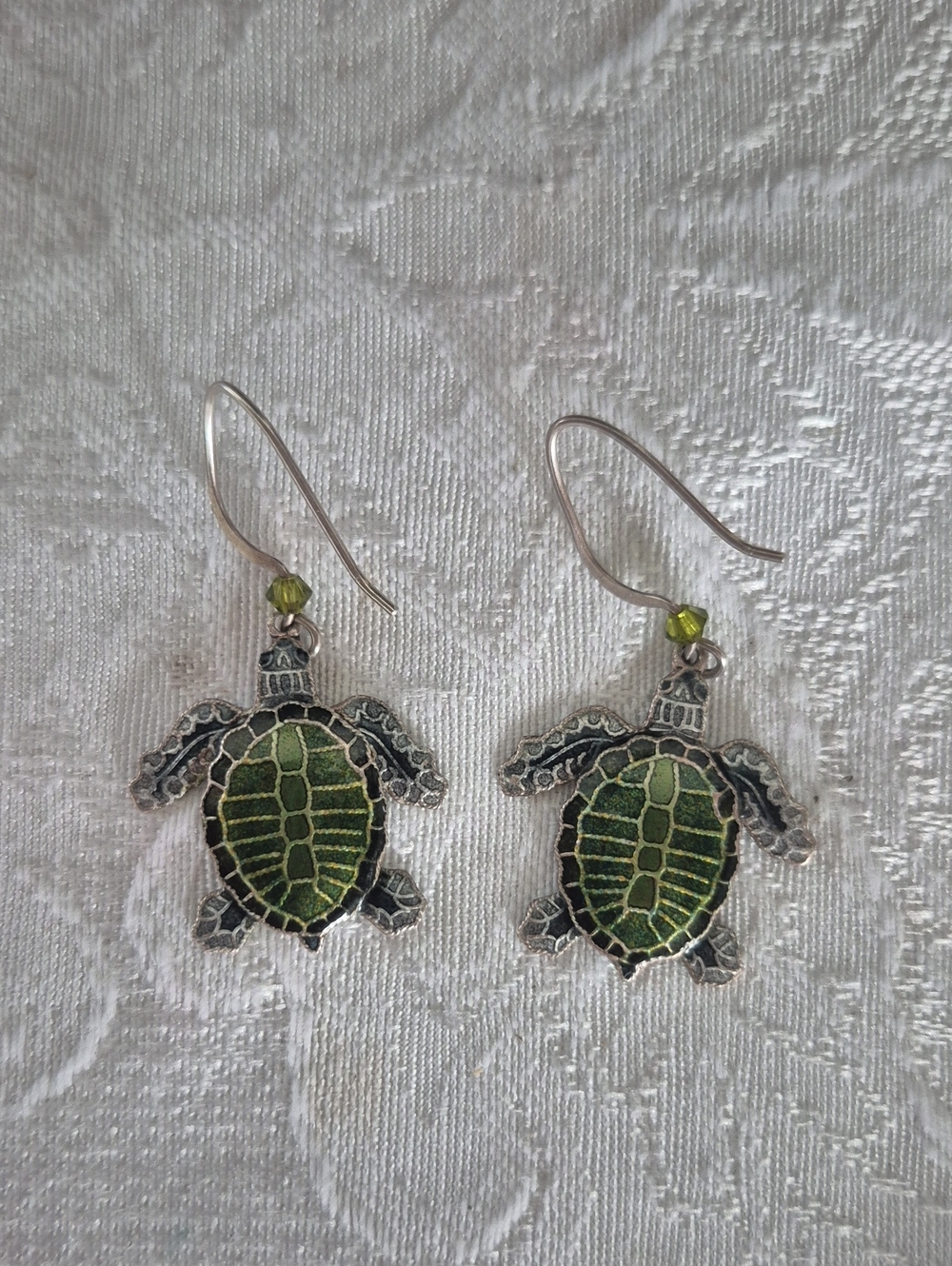 Olive Ridley Green Turtle Dangle Earrings for Women